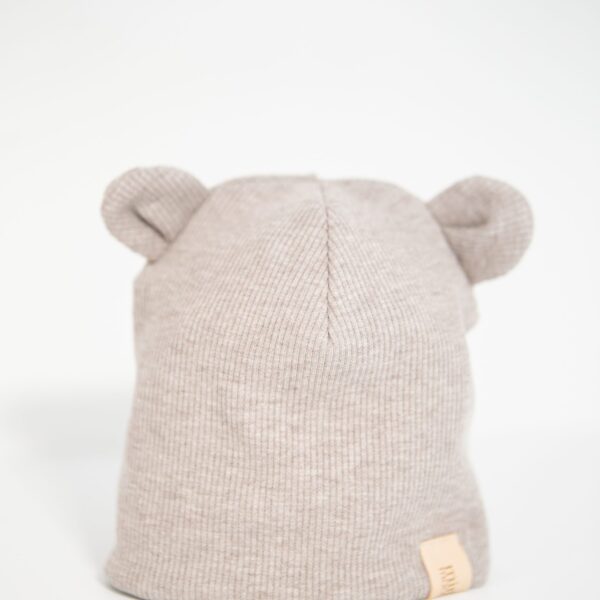 Beanie-Mütze mit Ohren – Haferbeige